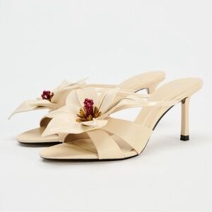 STUNNING! NWT Zara High Heel Sandals with Floral Detail - Euro Sz 36 + 37